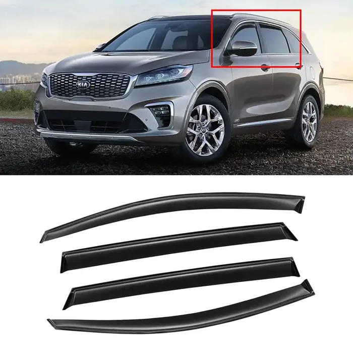 Window Visor For 2016-2020 Kia Sorento, Out-Channel Rain Guards Shields Vent Shade Deflector Wind Dark Smoke Ventshade Ventvisor