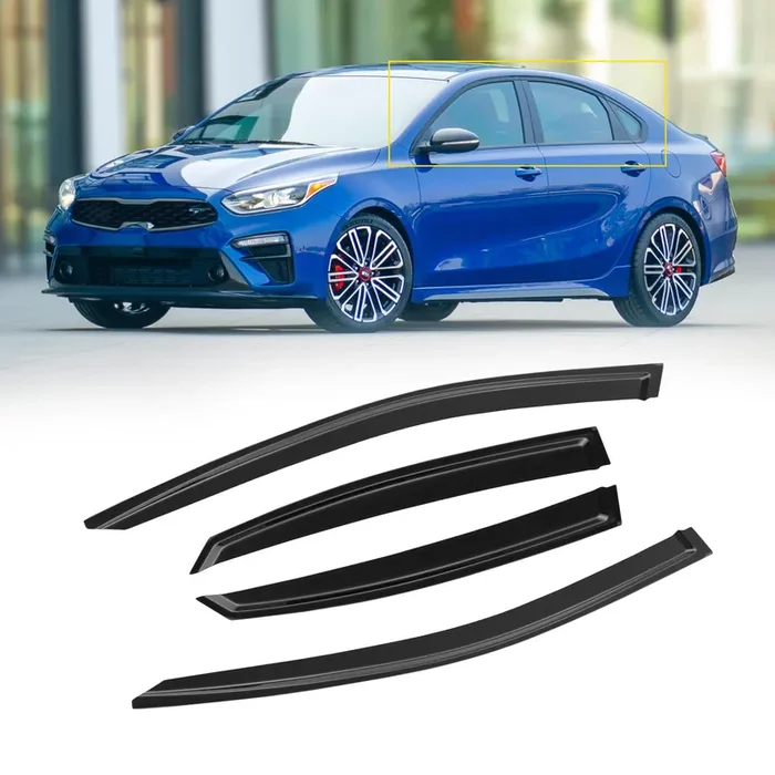 Window Visor For 2019-2024 Kia Forte, Out-Channel Rain Guards Shields Vent Shade Deflector Wind Dark Smoke Ventshade Ventvisor F