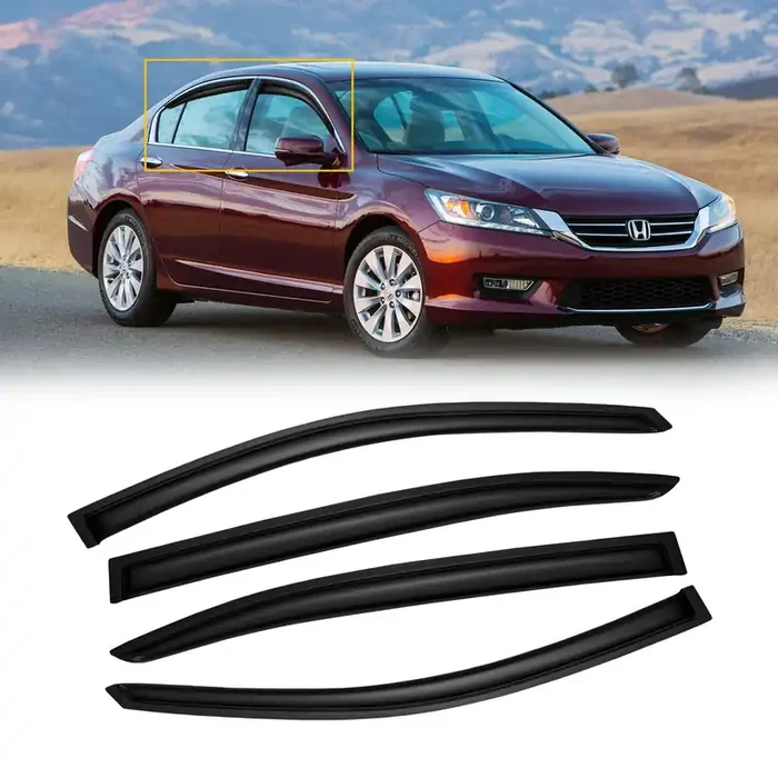 Window Visors For Honda Accord 2008-2017, Rain Guards Vent Shade Shield Deflector Dark Smoke 08 09 10 11 12, Tape-On, 4Pcs