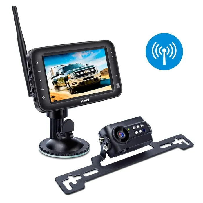 Wireless Backup Camera System, Ip69 Waterproof Wireless License Plate Rear View Camera, Night Vision And 4.3 Inch Wireless Monit