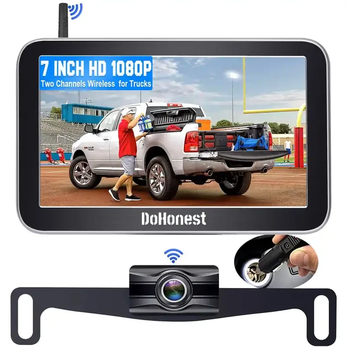 Wireless Truck Backup Camera 7-Inch Easy To Install Hd 1080P Split-Screen Color Auto Night Vision Rear View Camera Diy Guide Li