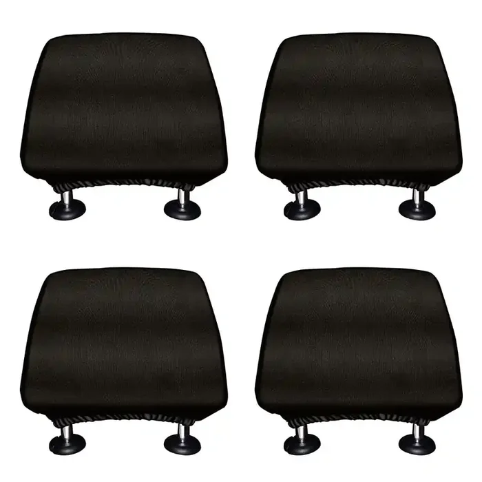 Wirester Set Of 4 Car Seat Head Rest Cover, Protective Fabric Design Cover Decoration For All Cars – Solid Black
