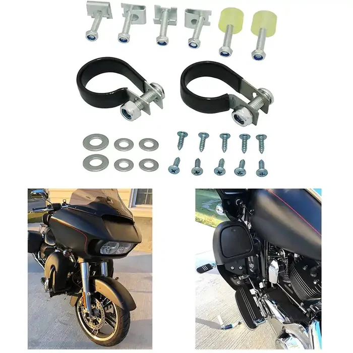 Wowtk Lower Vented Leg Fairings Mounting Hardware Screw Clamps Set Fits For Harley Touring Electra Glide Road King Road Glide Street Glide Models 1983-2013