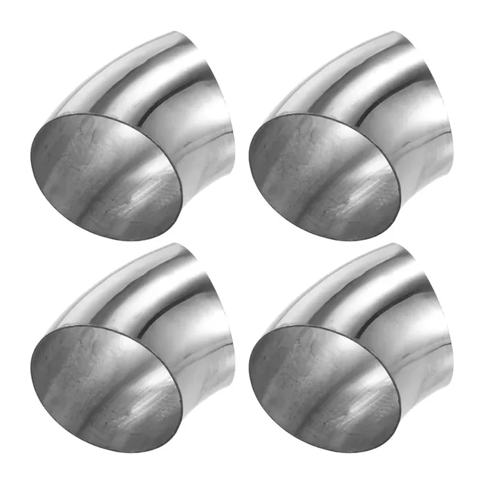 X Autohaux 4 Pcs Od 3 Inch 45 Degree Ss304 Stainless Steel Bend Tube Exhaust Elbow Pipe For Car Modified Exhaust System 3‘ Piping Silver Tone