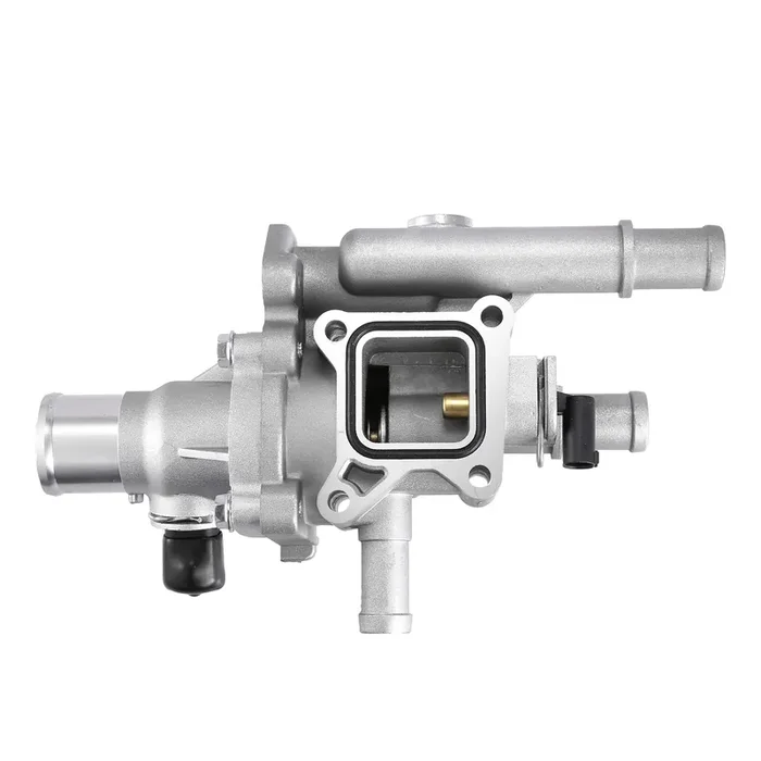 X AUTOHAUX Engine Coolant Thermostat Housing Assembly with Sensor Gasket for Chevrolet Cruze/Sonic 1.8L, Full Aluminum Alloy, Silver Tone