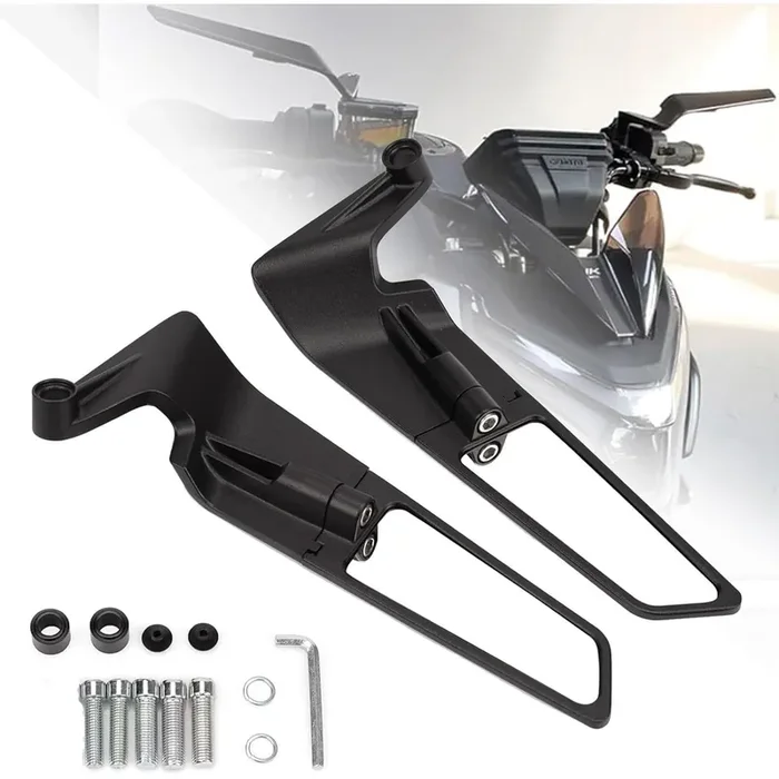 Xingwu Motorcycle Mirrors Adjustable Rotating Rear View Mirror Stealth Wind Wing Side Mirror For Z400 Z650 Z900 1290 Super Duke R Evo Abs 390 Duke Street Bike (Normal)
