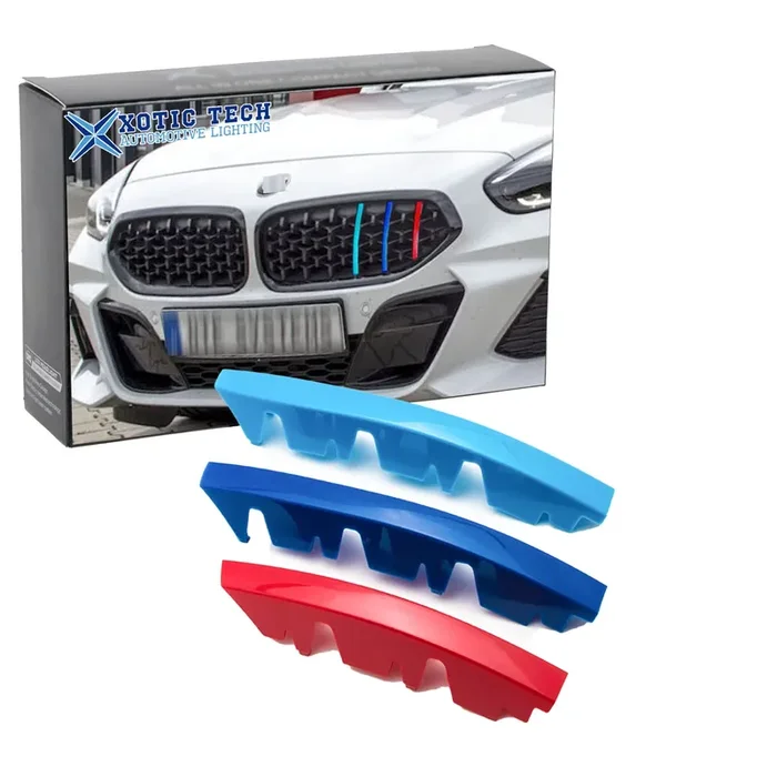 Xotic Tech M-Colored Tri Grille Insert Trims Strips, Front Center Kidney Grilles Compatible With Bmw G29 Z4 2019 2019-Up (13 Beams)