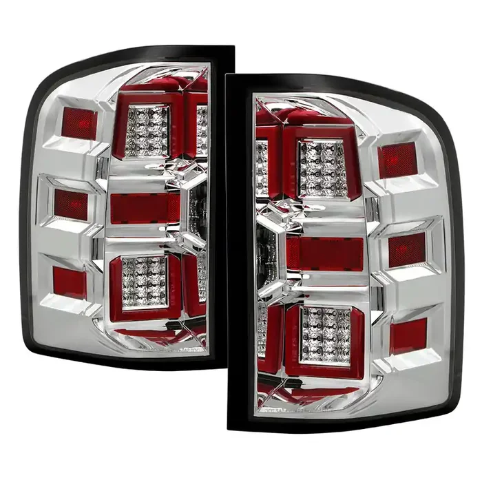 XTUNE POWER 9951473 Chevy Silverado 1500 to 3500 07 13 GMC Sierra 07 14 3500HD Full LED Tail Lights Chrome