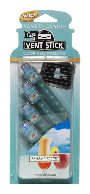 Yankee Candle Car Air Fresheners, Car Vent Stick Bahama Breeze Scented, Includes 4 Odor Neutralizing Sticks, Each Lasts Up To 2