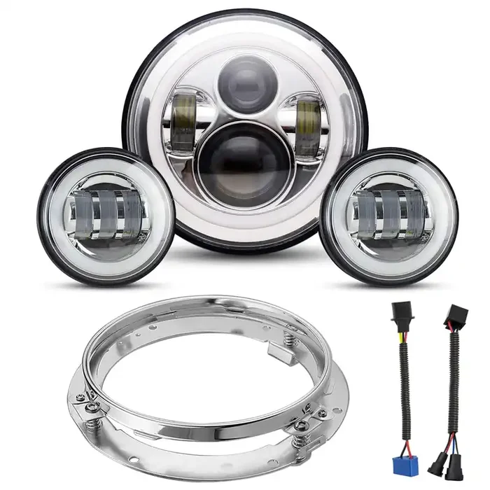 Yeego Direct 7 Inch Motorcycle Led Headlight 4.5 Inch Fog Passing Lights Compatible With Road King Ultra Classic Electra Street