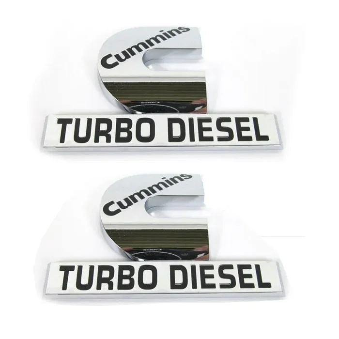 Yoaoo 2Pack Compatible With Cummins Turbo Emblem Badge High Output 2500 3500 Emblem Glossy Chrome 4.5‘‘ By 2.9‘‘ Inches