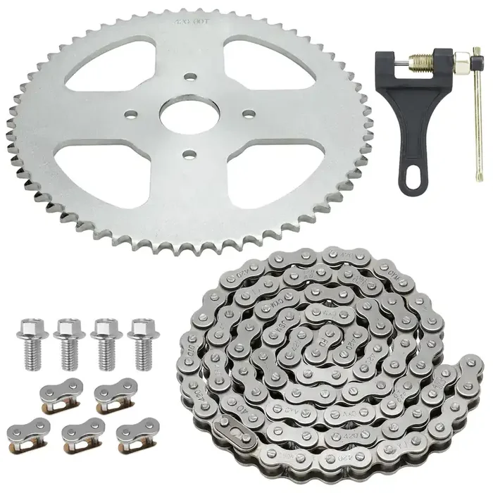 Yoxufa 40 41 420 Chain 60T Sprocket + 420 Chain 90 Links For Coleman Ct200U Bt200X Ct200U-Ex Baja Warrior Massimo Trailmaster Mb165 Mb200 Predator 212Cc 196Cc 200Cc 6.5Hp Powersports Mini Bike Parts