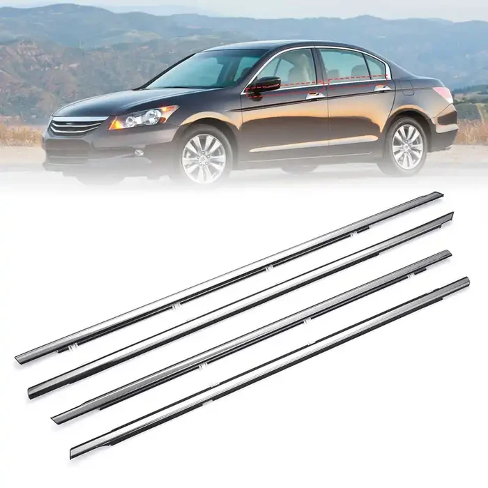Yzqpnb Weatherstrip Window Molding Trim Seal Belt Chrome Compatible With Honda Accord 2008-2012 Front Rear Left Driver & Right Passenger Side Door Exterior Window Trim 72410-Ta0-A01 72450-Ta0-A01