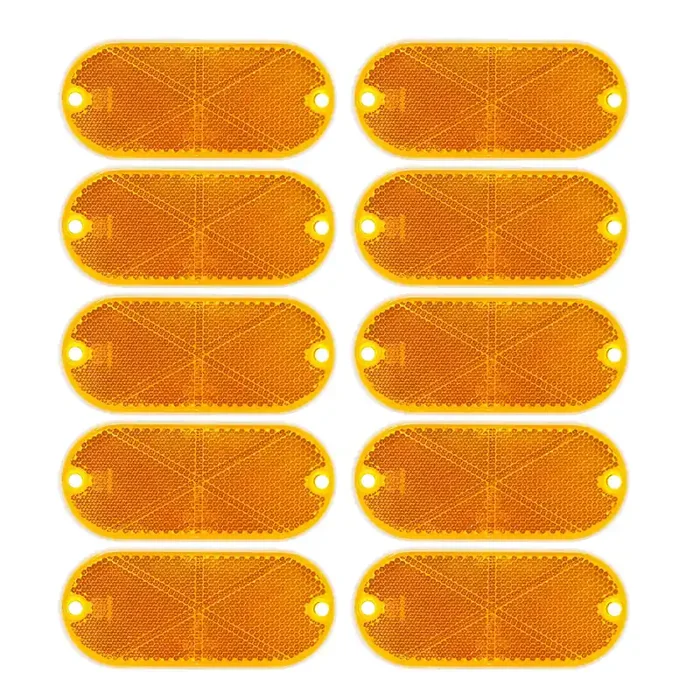 Zudksuy 10 Pack Front Reflector Oval Reflectors Driveway Reflectors For Driveway Fence Gateposts Cars Boats Mailboxes Trailer Security Reflectors With Center Mounting Holes (Yellow)